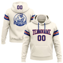 Load image into Gallery viewer, Custom Stitched Cream Royal-Red Football Pullover Sweatshirt Hoodie