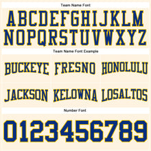 Load image into Gallery viewer, Custom Stitched Cream Royal-Yellow Football Pullover Sweatshirt Hoodie