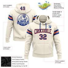 Load image into Gallery viewer, Custom Stitched Cream Royal-Orange Football Pullover Sweatshirt Hoodie