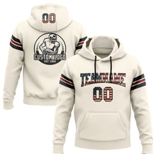 Laden Sie das Bild in den Galerie-Viewer, Custom Stitched Cream Vintage USA Flag Black-Crimson Football Pullover Sweatshirt Hoodie