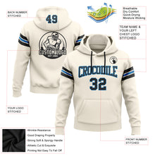 Laden Sie das Bild in den Galerie-Viewer, Custom Stitched Cream Black-Blue Football Pullover Sweatshirt Hoodie