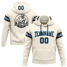 Laden Sie das Bild in den Galerie-Viewer, Custom Stitched Cream Black-Blue Football Pullover Sweatshirt Hoodie