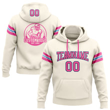 Laden Sie das Bild in den Galerie-Viewer, Custom Stitched Cream Pink Black-Light Blue Football Pullover Sweatshirt Hoodie