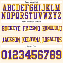Laden Sie das Bild in den Galerie-Viewer, Custom Stitched Cream Purple-Gold Football Pullover Sweatshirt Hoodie