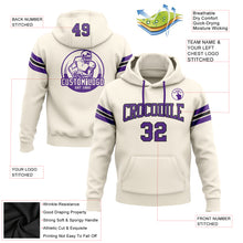 Laden Sie das Bild in den Galerie-Viewer, Custom Stitched Cream Purple-Black Football Pullover Sweatshirt Hoodie