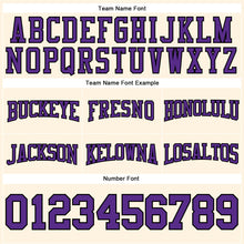 Laden Sie das Bild in den Galerie-Viewer, Custom Stitched Cream Purple-Black Football Pullover Sweatshirt Hoodie