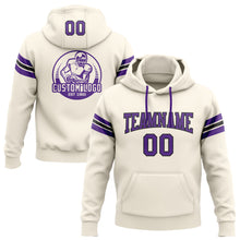 Laden Sie das Bild in den Galerie-Viewer, Custom Stitched Cream Purple-Black Football Pullover Sweatshirt Hoodie