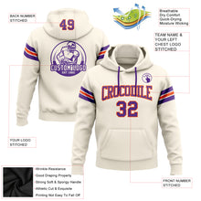 Load image into Gallery viewer, Custom Stitched Cream Purple-Orange Football Pullover Sweatshirt Hoodie