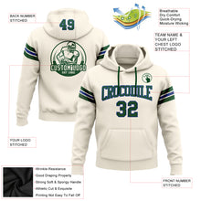 Load image into Gallery viewer, Custom Stitched Cream Green-Royal Football Pullover Sweatshirt Hoodie
