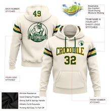 Load image into Gallery viewer, Custom Stitched Cream Green-Gold Football Pullover Sweatshirt Hoodie

