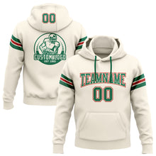 Laden Sie das Bild in den Galerie-Viewer, Custom Stitched Cream Kelly Green-Red Football Pullover Sweatshirt Hoodie