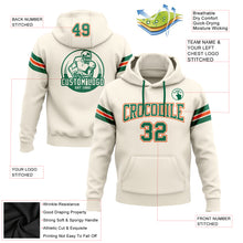 Laden Sie das Bild in den Galerie-Viewer, Custom Stitched Cream Kelly Green-Orange Football Pullover Sweatshirt Hoodie
