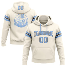 Laden Sie das Bild in den Galerie-Viewer, Custom Stitched Cream Light Blue-Steel Gray Football Pullover Sweatshirt Hoodie