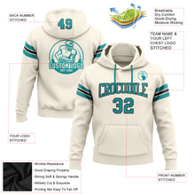 Laden Sie das Bild in den Galerie-Viewer, Custom Stitched Cream Teal-Black Football Pullover Sweatshirt Hoodie