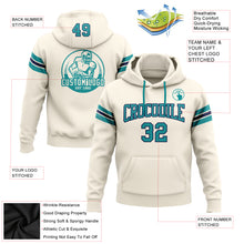 Laden Sie das Bild in den Galerie-Viewer, Custom Stitched Cream Teal-Navy Football Pullover Sweatshirt Hoodie