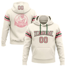 Laden Sie das Bild in den Galerie-Viewer, Custom Stitched Cream Medium Pink-Green Football Pullover Sweatshirt Hoodie