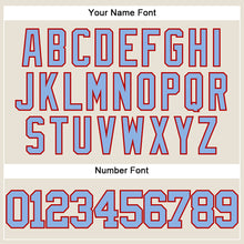 Charger l'image dans la galerie, Custom Cream Light Blue-Red Authentic Baseball Jersey