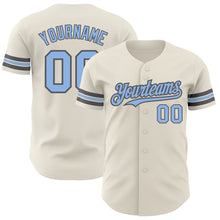 Charger l'image dans la galerie, Custom Cream Light Blue-Steel Gray Authentic Baseball Jersey