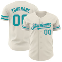 Charger l'image dans la galerie, Custom Cream Teal-Gray Authentic Baseball Jersey