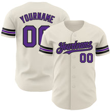 Charger l'image dans la galerie, Custom Cream Purple-Black Authentic Baseball Jersey