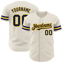 Charger l'image dans la galerie, Custom Cream Navy-Gold Authentic Baseball Jersey