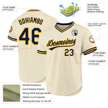 Charger l'image dans la galerie, Custom Cream Navy-Gold Authentic Throwback Baseball Jersey