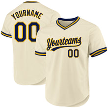 Load image into Gallery viewer, Custom Cream Navy-Gold Authentic Throwback Baseball Jersey
