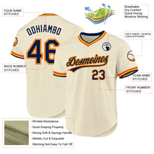 Load image into Gallery viewer, Custom Cream Navy Gold-Orange Authentic Throwback Baseball Jersey
