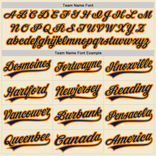 Load image into Gallery viewer, Custom Cream Navy Gold-Orange Authentic Throwback Baseball Jersey

