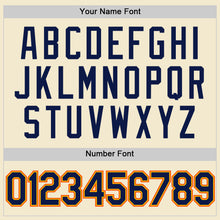 Charger l'image dans la galerie, Custom Cream Navy Gold-Orange Authentic Throwback Baseball Jersey