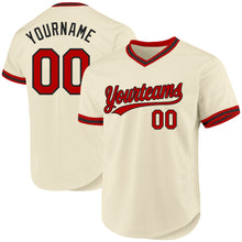 Charger l'image dans la galerie, Custom Cream Red-Black Authentic Throwback Baseball Jersey