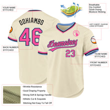 Charger l'image dans la galerie, Custom Cream Pink Black-Light Blue Authentic Throwback Baseball Jersey