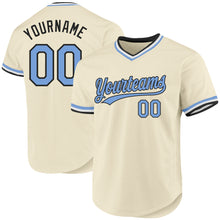 Charger l'image dans la galerie, Custom Cream Light Blue-Black Authentic Throwback Baseball Jersey