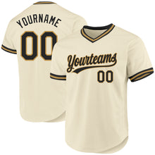 Load image into Gallery viewer, Custom Cream Black-Old Gold Authentic Throwback Baseball Jersey
