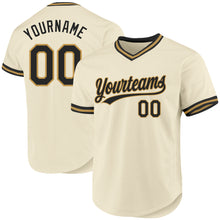 Charger l'image dans la galerie, Custom Cream Black-Old Gold Authentic Throwback Baseball Jersey