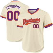 Load image into Gallery viewer, Custom Cream Purple-Orange Authentic Throwback Baseball Jersey
