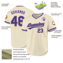 Charger l'image dans la galerie, Custom Cream Purple Gray-Black Authentic Throwback Baseball Jersey