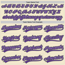 Charger l'image dans la galerie, Custom Cream Purple Gray-Black Authentic Throwback Baseball Jersey