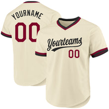 Load image into Gallery viewer, Custom Cream Maroon-Black Authentic Throwback Baseball Jersey
