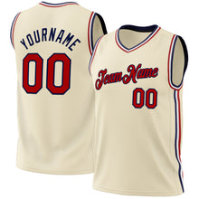 Charger l'image dans la galerie, Custom Cream Red-Navy Authentic Throwback Basketball Jersey