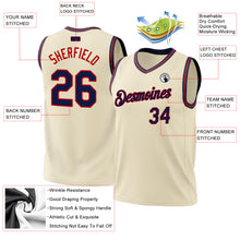 Load image into Gallery viewer, Custom Cream Navy-Red Authentic Throwback Basketball Jersey
