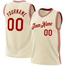Load image into Gallery viewer, Custom Cream Red-White Authentic Throwback Basketball Jersey