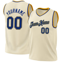 Load image into Gallery viewer, Custom Cream Royal-Gold Authentic Throwback Basketball Jersey