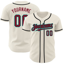 Charger l'image dans la galerie, Custom Cream Crimson Black-Aqua Authentic Baseball Jersey