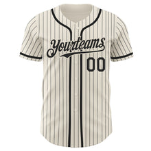 Загрузить изображение в средство просмотра галереи, Custom Cream Black Pinstripe Black Authentic Baseball Jersey