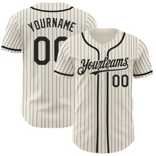 Загрузить изображение в средство просмотра галереи, Custom Cream Black Pinstripe Black Authentic Baseball Jersey