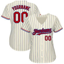 Charger l'image dans la galerie, Custom Cream Royal Pinstripe Red-White Authentic Baseball Jersey