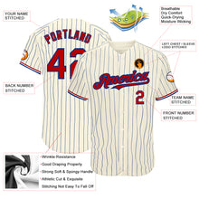 Charger l'image dans la galerie, Custom Cream Royal Pinstripe Red-White Authentic Baseball Jersey