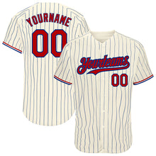 Charger l'image dans la galerie, Custom Cream Royal Pinstripe Red-White Authentic Baseball Jersey