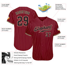 Load image into Gallery viewer, Custom Crimson Cream Pinstripe Black-City Cream Authentic Baseball Jersey